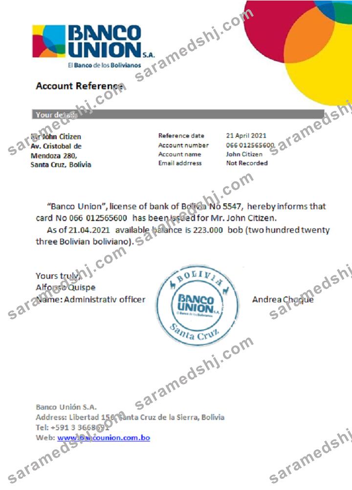 Bolivia_Banko Union_reference
